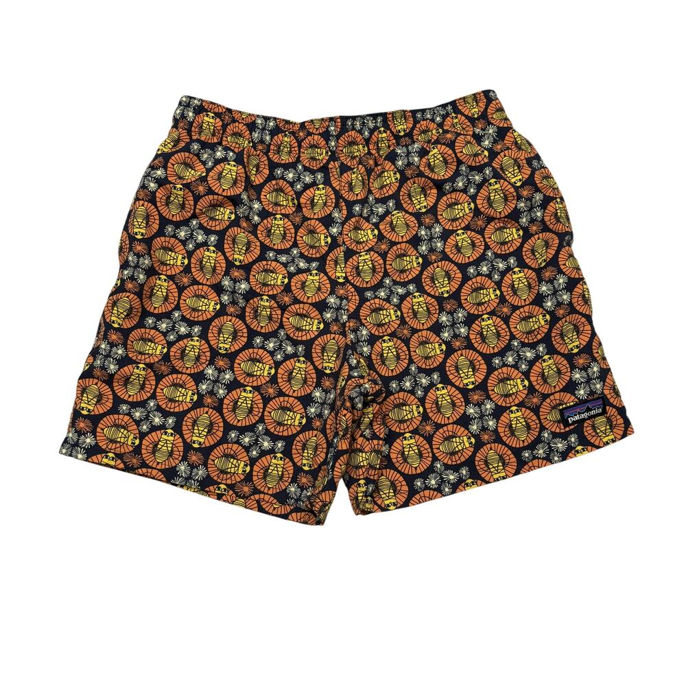 Patagonia Kids Baggies 5" Shorts Youth Large Bug Bee Granola Hike Walk Trail